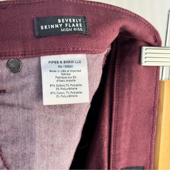 Veronica Beard Beverly Skinny Flare High-Rise Burgundy Red Denim Jeans Size 24 - Picture 6 of 10